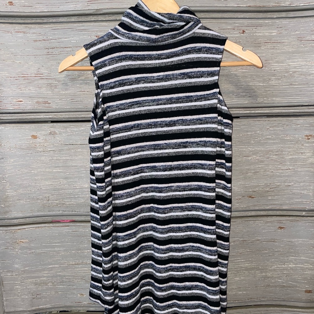 American Eagle Turtle Neck Cold Shoulder Striped Dress